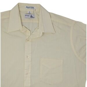 KETCH Mens Light Yellow Short Sleeve Button Up Dress Shirt 16 1/2 Half Sleeve